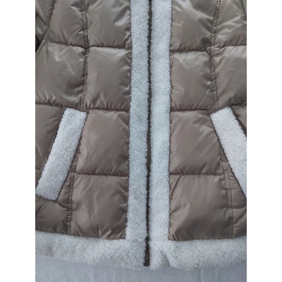 A.N.A Coat Jacket Quilted Puffer Faux Sherpa Trim Womens Size Large - Picture 6 of 15